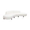 Ikka 2pc Modular Curved Chaise Set | White Faux Shearling | Black Wood Base