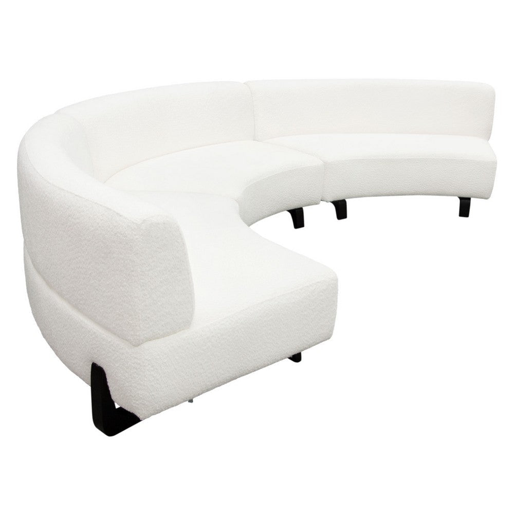 Ikka 3pc Curved Modular Sofa | White Faux Shearling | Black Wood Base BM338809