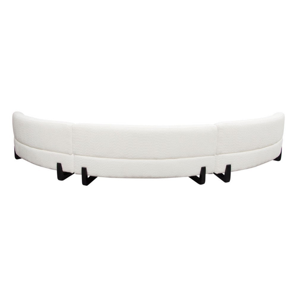 Ikka 3pc Curved Modular Sofa | White Faux Shearling | Black Wood Base BM338809