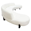 Ikka 3pc Modular Curved Sofa w Chaise | White Faux Shearling | Black Wood BM338810