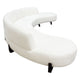 Ikka 3pc Modular Curved Sofa w Chaise | White Faux Shearling | Black Wood BM338810