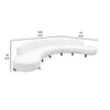 Ikka 3pc Modular Curved Sofa w Chaise | White Faux Shearling | Black Wood BM338810