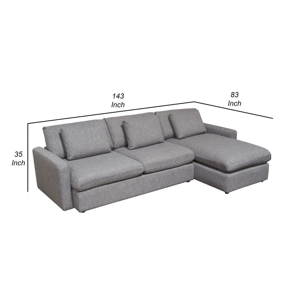 Arcy 2pc Sectional Sofa w Reversible Chaise | 3 Accent Pillows | Gray BM338811