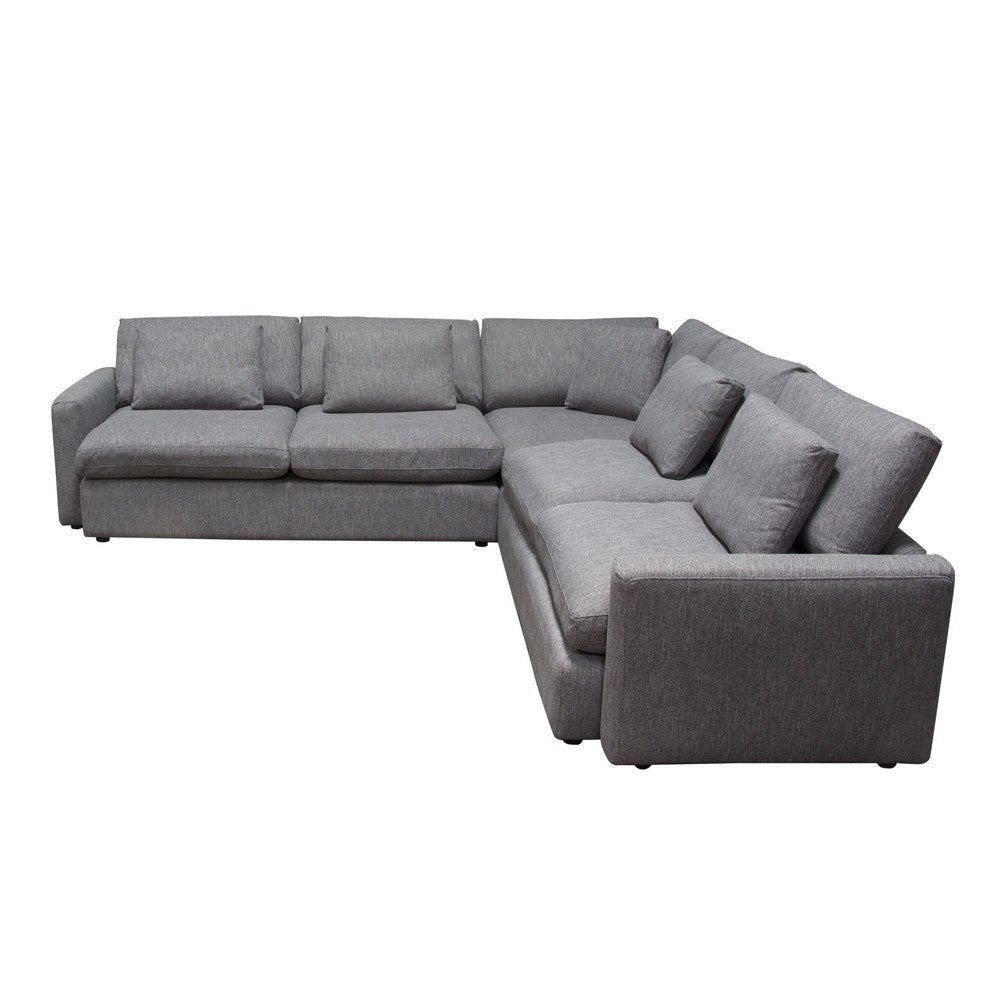 Arcy 3pc L Shaped Sectional Sofa w Square Corner Chair | 5 Pillows | Gray BM338812