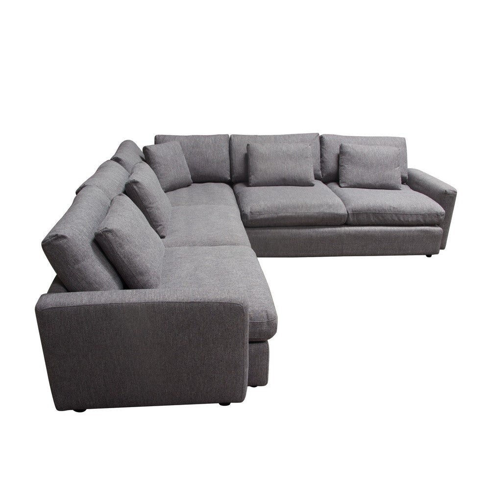Arcy 3pc L Shaped Sectional Sofa w Square Corner Chair | 5 Pillows | Gray BM338812