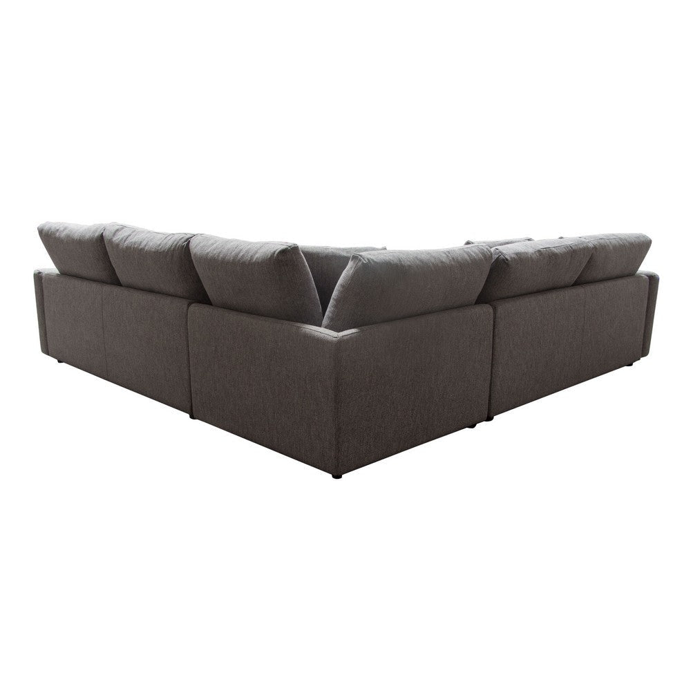 Arcy 3pc L Shaped Sectional Sofa w Square Corner Chair | 5 Pillows | Gray BM338812