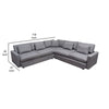 Arcy 3pc L Shaped Sectional Sofa w Square Corner Chair | 5 Pillows | Gray BM338812
