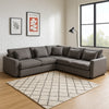 Arcy 3pc L Shaped Sectional Sofa w Square Corner Chair | 5 Pillows | Gray