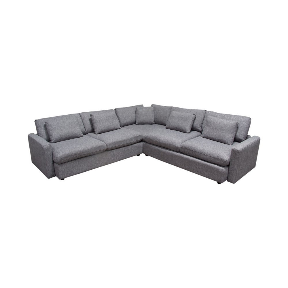 Arcy 3pc L Shaped Sectional Sofa w Square Corner Chair | 5 Pillows | Gray BM338812