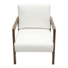 Deni Accent Armchair | White Polyester Linen Seat | Curved Wood Legs BM338814