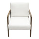 Deni Accent Armchair | White Polyester Linen Seat | Curved Wood Legs BM338814