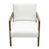 Deni Accent Armchair | White Polyester Linen Seat | Curved Wood Legs