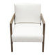Deni Accent Armchair | White Polyester Linen Seat | Curved Wood Legs