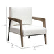 Deni Accent Armchair | White Polyester Linen Seat | Curved Wood Legs