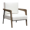 Deni Accent Armchair | White Polyester Linen Seat | Curved Wood Legs