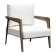 Deni Accent Armchair | White Polyester Linen Seat | Curved Wood Legs