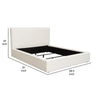 Zea Queen Size Bed w Low Profile Headboard | Ivory Boucle Upholstery BM338815