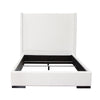Boa Queen Size Bed w Vintage Wing Headboard | White Linen Upholstery BM338818