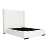 Boa Queen Size Bed w Vintage Wing Headboard | White Linen Upholstery BM338818