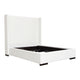 Boa Queen Size Bed w Vintage Wing Headboard | White Linen Upholstery BM338818