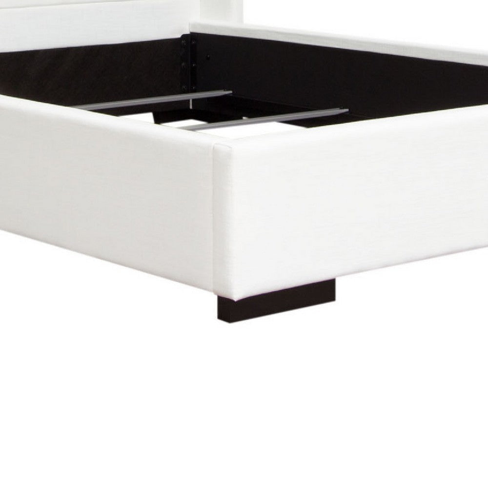 Boa King Size Bed w Vintage Wing Headboard | White Linen Upholstery BM338819