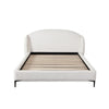 Peli Queen Size Bed | Low Profile Curved Back Ivory Faux Shearling Upholstery BM338820