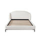 Peli Queen Size Bed | Low Profile Curved Back Ivory Faux Shearling Upholstery BM338820