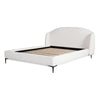 Peli Queen Size Bed | Low Profile Curved Back Ivory Faux Shearling Upholstery BM338820
