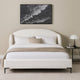 Peli Queen Size Bed | Low Profile Curved Back Ivory Faux Shearling Upholstery