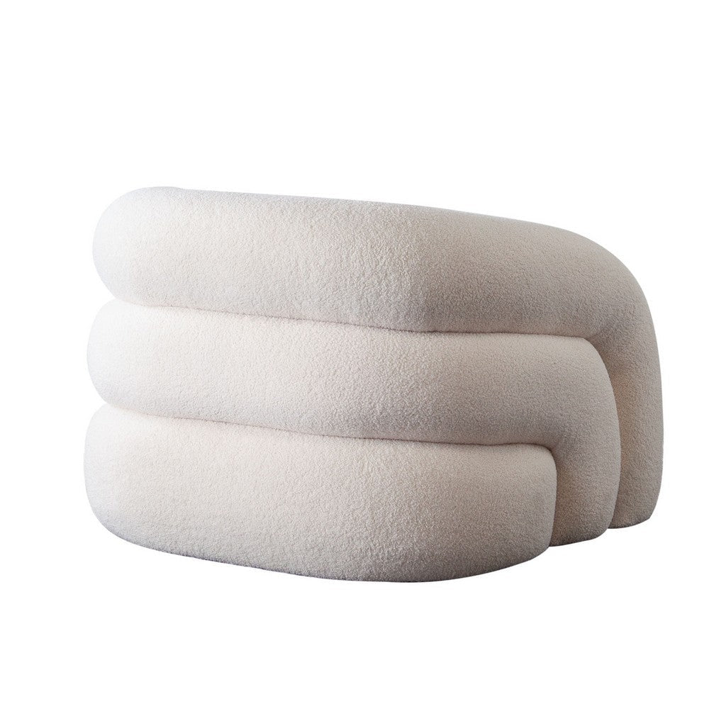 Veny Swivel Accent Chair | Ivory Sherpa Fabric | Curved Barrel Back BM338824