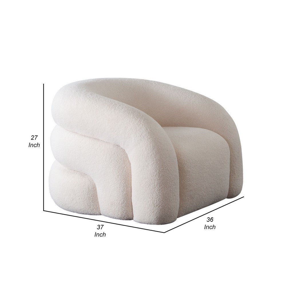 Veny Swivel Accent Chair | Ivory Sherpa Fabric | Curved Barrel Back BM338824