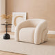 Veny Swivel Accent Chair | Ivory Sherpa Fabric | Curved Barrel Back