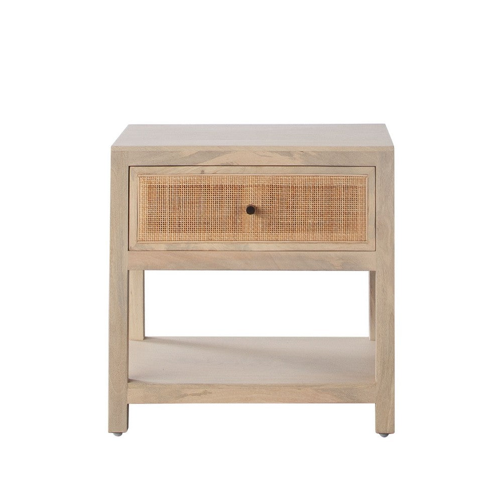 Sley Side End Table | Rattan Woven | Natural Brown Mango Wood 24"
