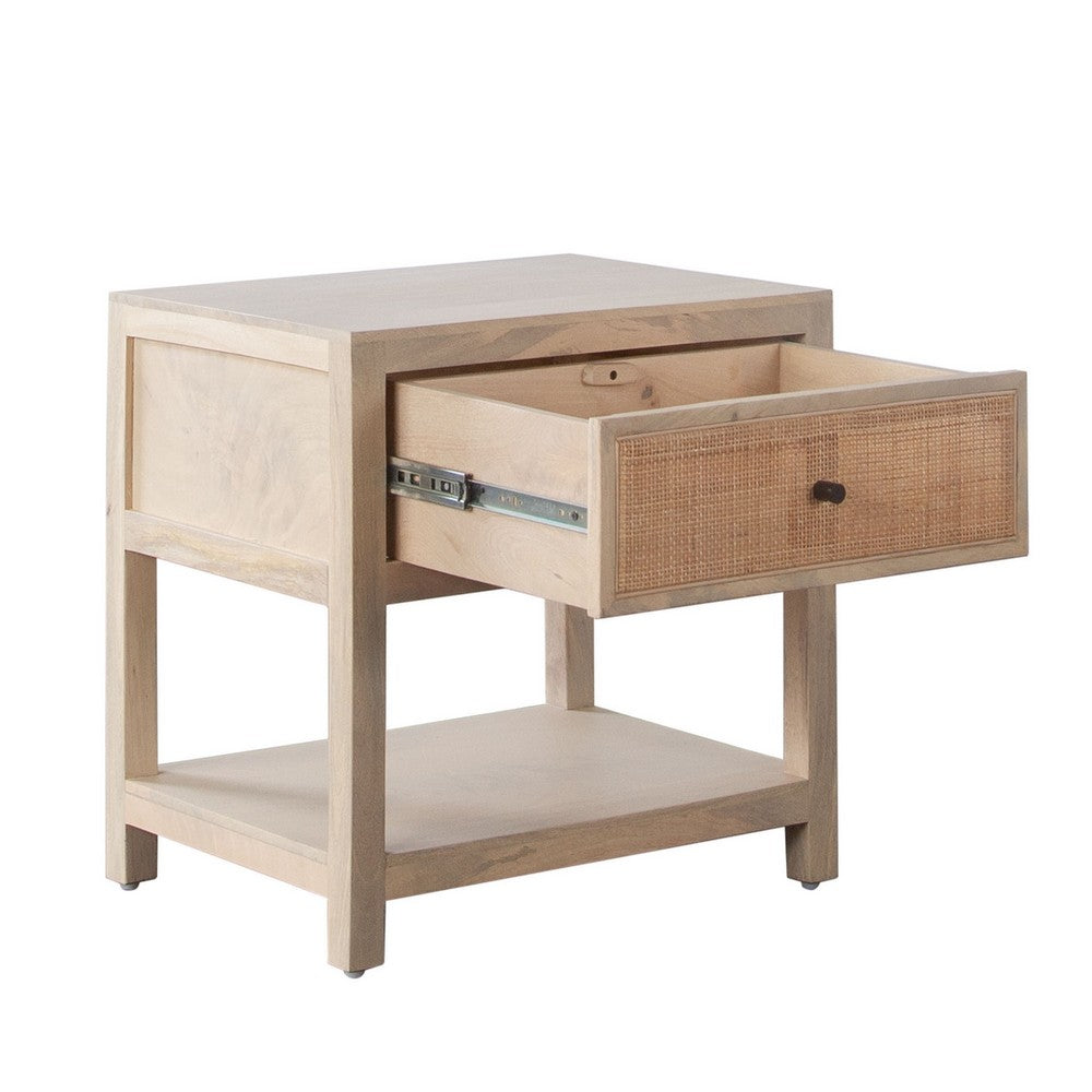 Sley Side End Table | Rattan Woven | Natural Brown Mango Wood 24"