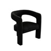Gely Dining Accent Chair | Open Curved Back w Tripod Base | Black Boucle
