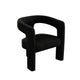 Gely Dining Accent Chair | Open Curved Back w Tripod Base | Black Boucle