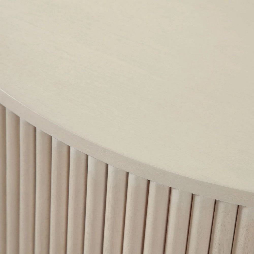 Fely Dining Table Fluted Pedestal Base Grayish Brown Mango 54’’ Round Top BM338827