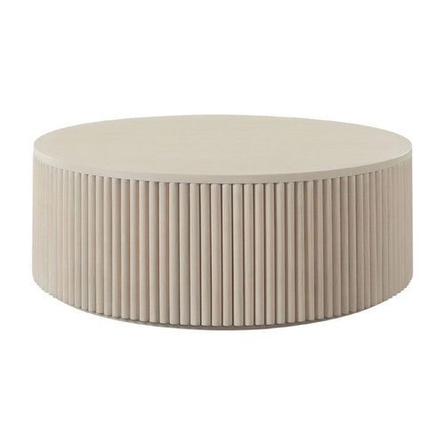 Fely Dining Table, Fluted Pedestal Base, Grayish Brown Mango 54" Round Top