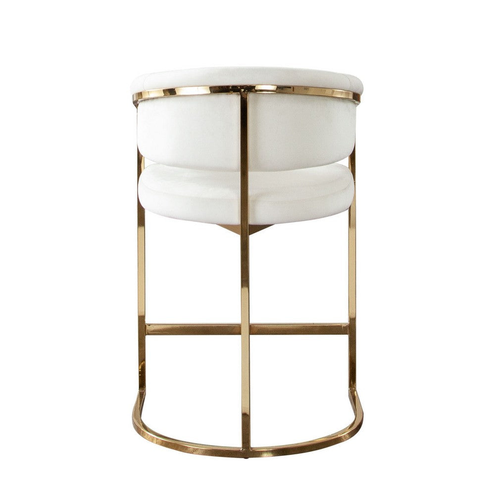 Dely Counter Height Chair | Cream Velvet with Gold Metal Sled Frame BM338829