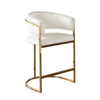 Dely Counter Height Chair | Cream Velvet with Gold Metal Sled Frame