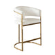 Dely Counter Height Chair | Cream Velvet with Gold Metal Sled Frame
