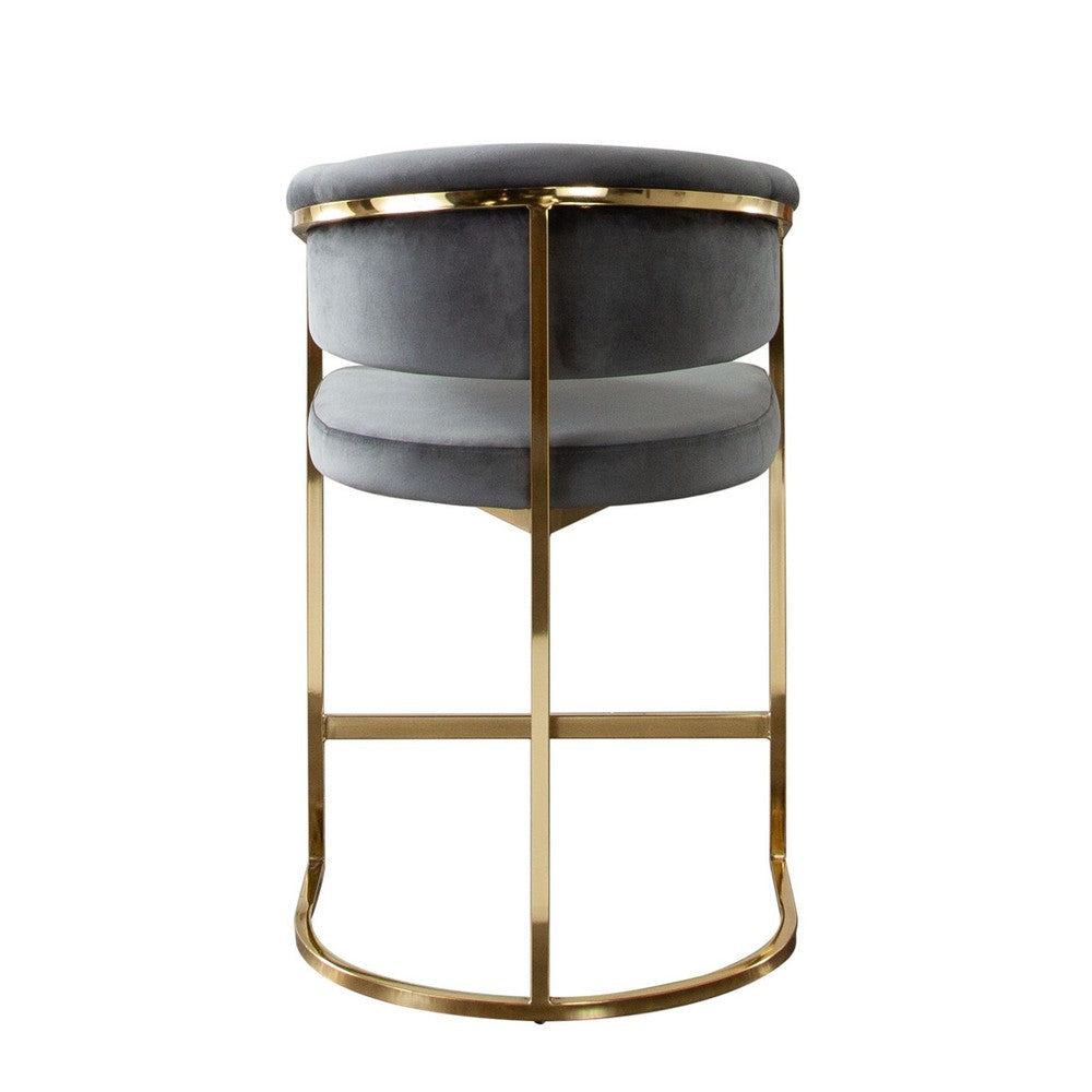 Dely Counter Height Chair | Gray Velvet with Gold Metal Sled Frame BM338830