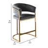Dely Counter Height Chair | Gray Velvet with Gold Metal Sled Frame BM338830