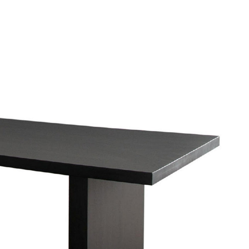 Somy Dining Table | Wide Panel Legs | Classic Black Mango Wood | 80"