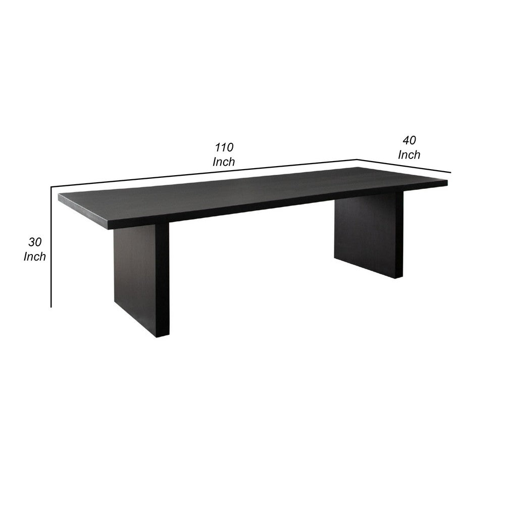 Somy Dining Table | Wide Panel Legs | Classic Black Mango Wood | 80"