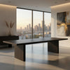 Somy Dining Table | Wide Panel Legs | Classic Black Mango Wood | 80"