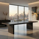 Somy Dining Table | Wide Panel Legs | Classic Black Mango Wood | 80"
