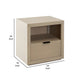 Somy Nightstand with Drawer and Shelf | Light Natural Gray Mango Wood BM338835