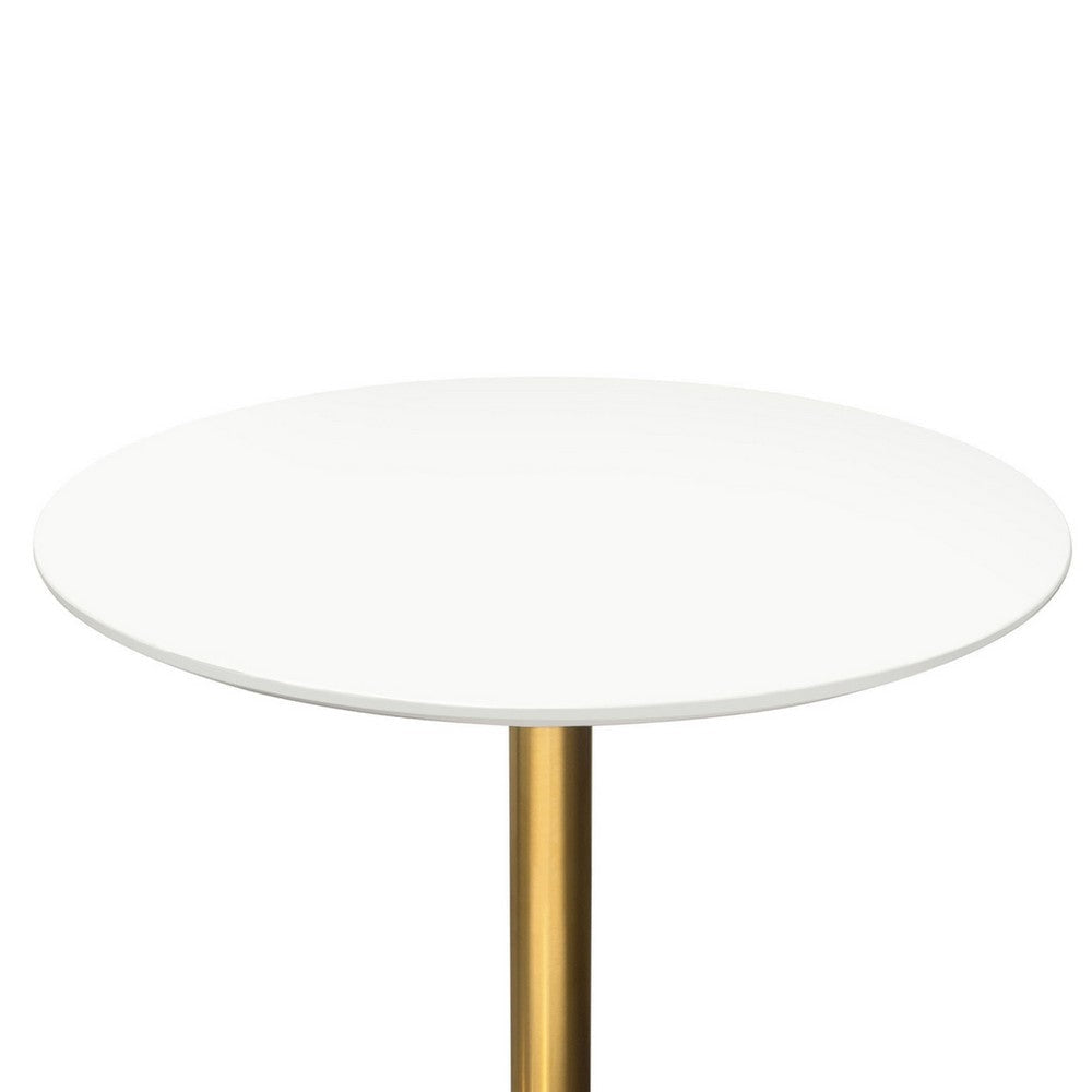 Rely Dining Table | 36’’ Round White Lacquer Top | Gold Metal Base BM338837