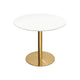 Rely Dining Table | 36" Round White Lacquer Top | Gold Metal Base
